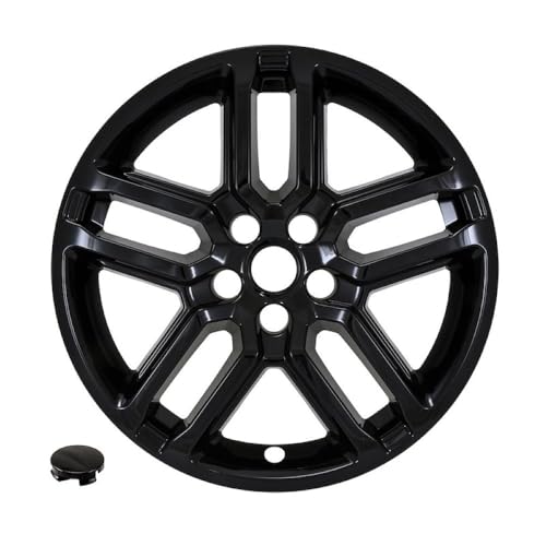 Wheel Cover Fits Ford Explorer Active 2025-2026 IMPOSTOR? Set of 4 Wheel Skins 18 Inch Diameter 5 U Spoke Gloss Black Painted ABS Plastic Snap-On Installation