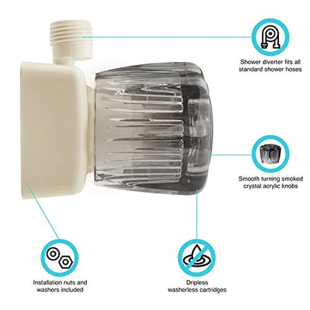 Dura Faucet Dura Faucet DF-SA100S-BQ RV/Motorhome/Trailer Shower Faucet Valve Diverter with Smoked Acrylic - Outdoor Depot