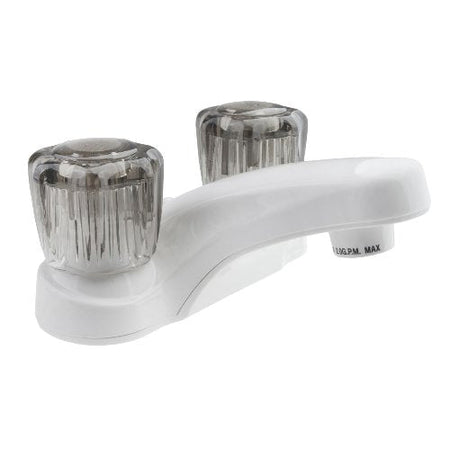 Dura Faucet Dura Faucet DF-PL700S-WT RV Bathroom Faucet with Smoked Acrylic Knobs (White) - Outdoor Depot