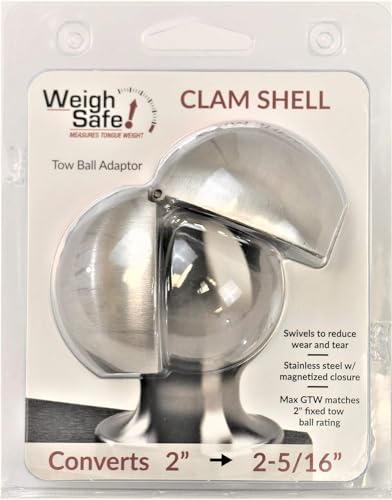 Weigh Safe Weigh Safe Clamshell - Stainless Steel Tow Ball Adapter - Converts 2" Tow Ball to 2-5/16" - - Outdoor Depot