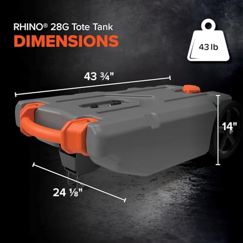 Camco Camco Rhino 28-Gallon Camper/RV Tote Tank - Features Large Heavy-Duty No-Flat Wheels & Built-in Gate - Outdoor Depot