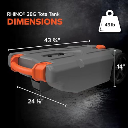 Camco Camco Rhino 28-Gallon Camper/RV Tote Tank - Features Large Heavy-Duty No-Flat Wheels & Built-in Gate - Outdoor Depot