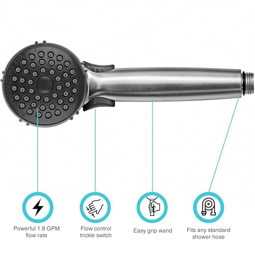 Dura Faucet Dura Faucet DF-SA400-SN RV Hand Held Shower Wand, Water-Saving Trickle Switch (Brushed Satin - Outdoor Depot