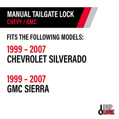 Pop & Lock Pop & Lock – Manual Tailgate Lock for Chevy Silverado and GMC Sierra, Fits 1999 to 2007 Models - Outdoor Depot