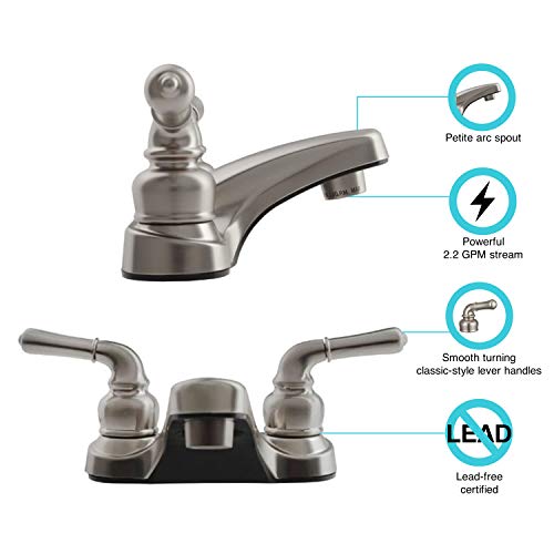 Dura Faucet Dura Faucet DF-PL700C-SN RV 2-Hole Bathroom Faucet with Classic 2-Handles (Brushed Satin Nickel) - Outdoor Depot