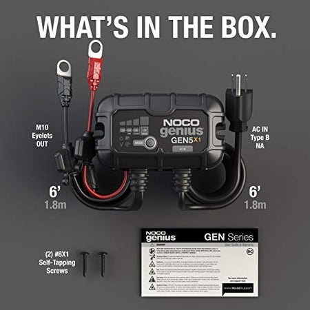 NOCO NOCO Genius GEN5X1: 1-Bank, 5A Onboard Battery Charger - 5A Per Bank, 12V Waterproof Marine Charger - Outdoor Depot