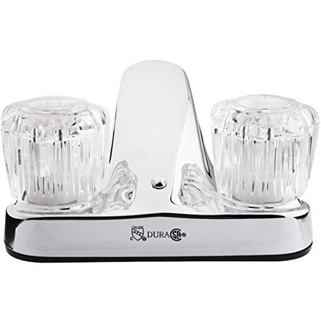 Dura Faucet Dura Faucet DF-PL700A-CP RV Bathroom Sink Faucet with Clear Acrylic Knobs - 2-Handle (Chrome) - Outdoor Depot