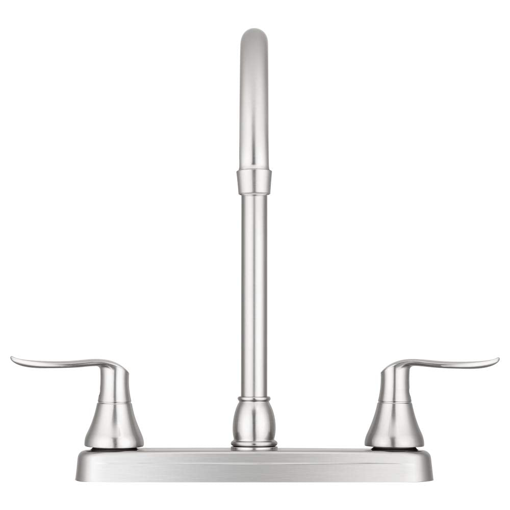 Dura Faucet Dura Faucet DF-PK330HLH-SN RV Elegant J-Spout Swivel Kitchen Sink Faucet, Two Handle (Brushed - Outdoor Depot