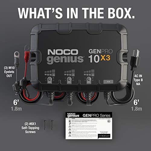 NOCO NOCO Genius GENPRO10X3, 3-Bank, 30A (10A/Bank) Smart Marine Battery Charger, 12V Waterproof Onboard - Outdoor Depot