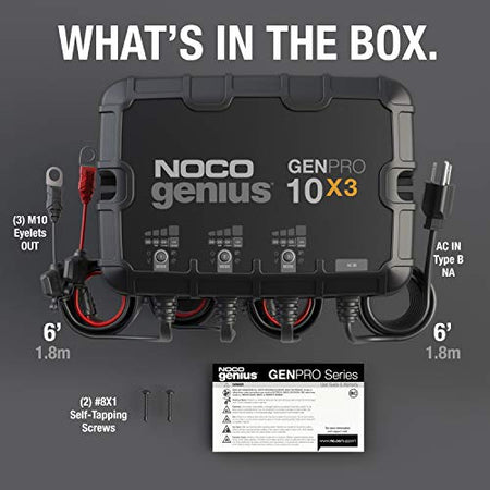 NOCO NOCO Genius GENPRO10X3, 3-Bank, 30A (10A/Bank) Smart Marine Battery Charger, 12V Waterproof Onboard - Outdoor Depot