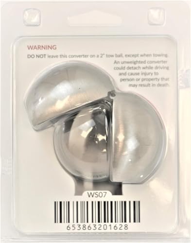 Weigh Safe Weigh Safe Clamshell - Stainless Steel Tow Ball Adapter - Converts 2" Tow Ball to 2-5/16" - - Outdoor Depot