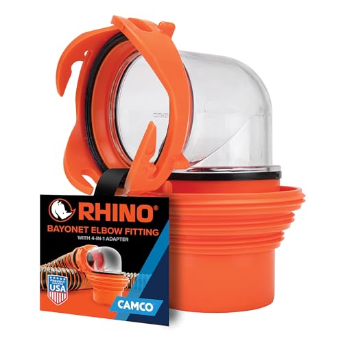 Camco Camco RhinoFlex Clear RV Sewer Hose Elbow with 4-in-1 Adapter - Features a 360-Degree Fitting Rotation - Outdoor Depot