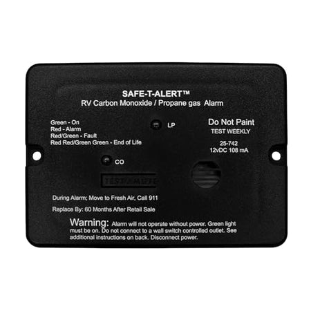 Safe T Alert Safe T Alert - Mini Dual LP/CO Alarm - Flush Mount Black - 25-742-BL - Outdoor Depot