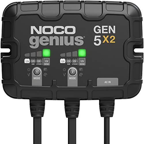 NOCO NOCO Genius GEN5X2: 2-Bank, 10A Onboard Battery Charger - 5A Per Bank, 12V Waterproof Marine Charger - Outdoor Depot