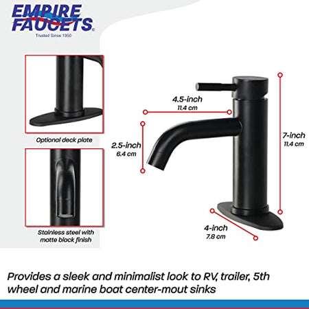 Empire Faucets Quick Products Empire Brass VF77BMT-A Faucet Lav Single Lever Black - Outdoor Depot