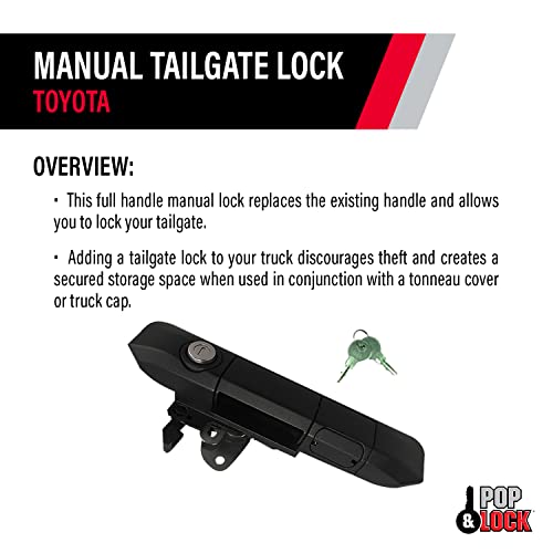 Pop & Lock Pop & Lock PL5500 Black Manual Tailgate Lock Toyota Tacoma (Standard Lock) - Outdoor Depot