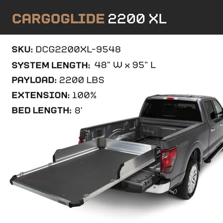 DECKED CargoGlide XL Truck Bed Slide – 2200 lb Capacity, 100% Extension – Heavy-Duty Pickup Cargo Slide for - Outdoor Depot
