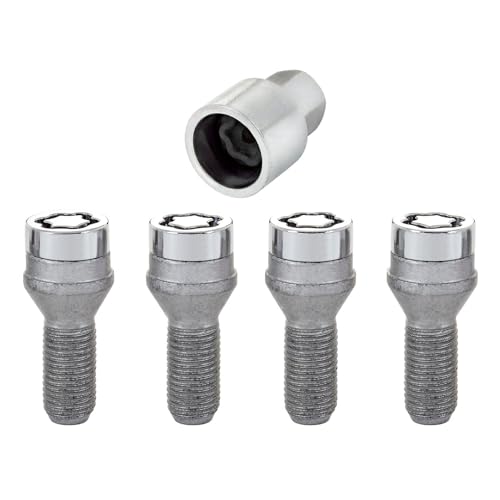 McGard 27226 Chrome Bolt Style Cone Seat Wheel Locks (M14 x 1.25 Thread Size) - Set of 4, Chrome & Grey, Size: Set of 4 Locks and 1 Key