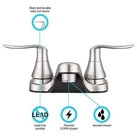 Dura Faucet Dura Faucet DF-PL700LH-SN RV Bathroom Faucet with Winged Levers (Satin Nickel) - Outdoor Depot