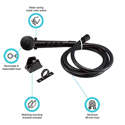 Dura Faucet Dura Faucet DF-SA130-BK RV Economical Shower Head and 60-inch Hose Kit - Water-Saving Trickle - Outdoor Depot