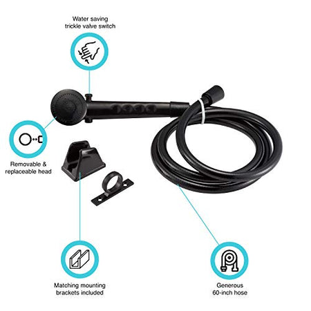 Dura Faucet Dura Faucet DF-SA130-BK RV Economical Shower Head and 60-inch Hose Kit - Water-Saving Trickle - Outdoor Depot