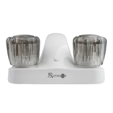 Dura Faucet Dura Faucet DF-PL700S-WT RV Bathroom Faucet with Smoked Acrylic Knobs (White) - Outdoor Depot