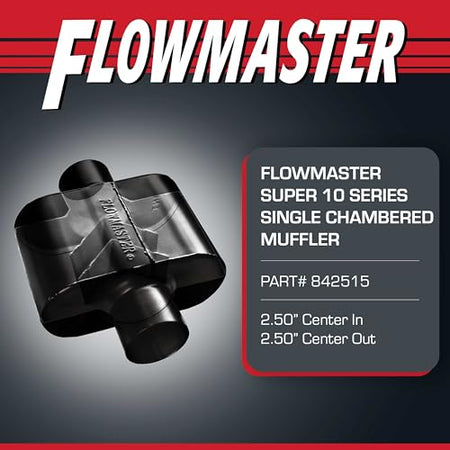Flowmaster Flowmaster Super 10 Series Chambered Muffler – 2.50” Center In / 2.50” Center Out – Race-Inspired - Outdoor Depot