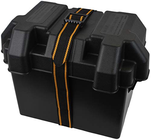 attwood Attwood 9069-1 Standard Non-Vented Battery Box with Mounting Strap, Fits Group 24 Batteries, Black - Outdoor Depot