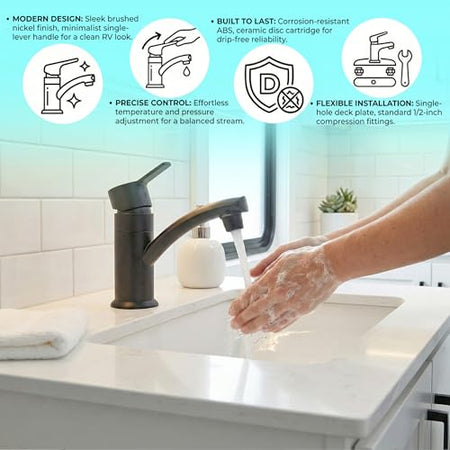Dura Faucet Dura Faucet (DF-PL200M-MB) RV Streamline Single Lever Lavatory Faucet – Matte Black, 1-Hole - Outdoor Depot