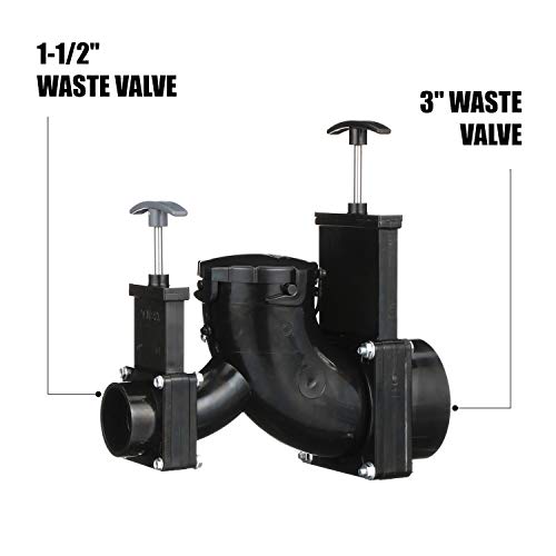 Valterra Valterra Ell Double Rotating Valve, Mess-Free Waste Valve for RV's, Campers, Trailers, 3" Hub x - Outdoor Depot
