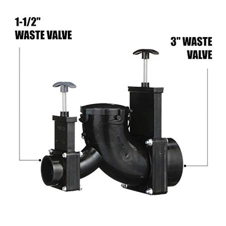 Valterra Valterra Ell Double Rotating Valve, Mess-Free Waste Valve for RV's, Campers, Trailers, 3" Hub x - Outdoor Depot