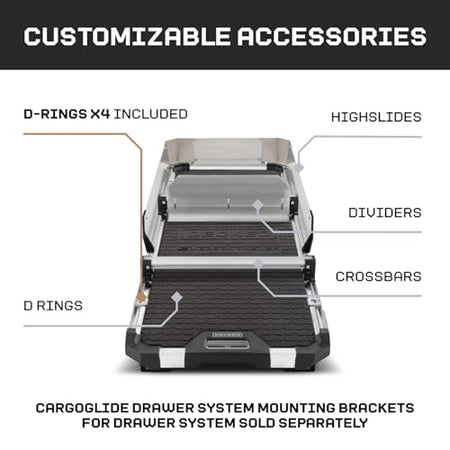 DECKED Decked Truck Bed Slide Compatible with CargoGlide 600/75% / 24" W / 52" L for Maverick - 1500 lb - Outdoor Depot