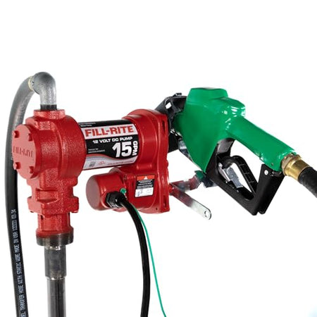 Fill-Rite Fill-Rite FR1210HA1 12V 15 GPM Fuel Transfer Pump with Discharge Hose & Automatic Nozzle, Green - - Outdoor Depot