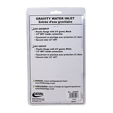 Valterra Valterra A01-2003VP Gravity Water Inlet - White (Carded) - Outdoor Depot