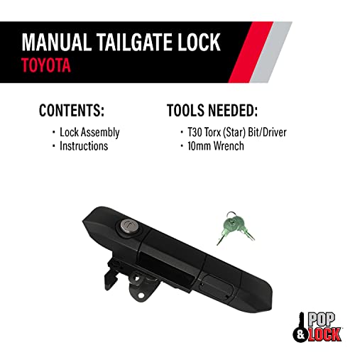 Pop & Lock Pop & Lock PL5500 Black Manual Tailgate Lock Toyota Tacoma (Standard Lock) - Outdoor Depot