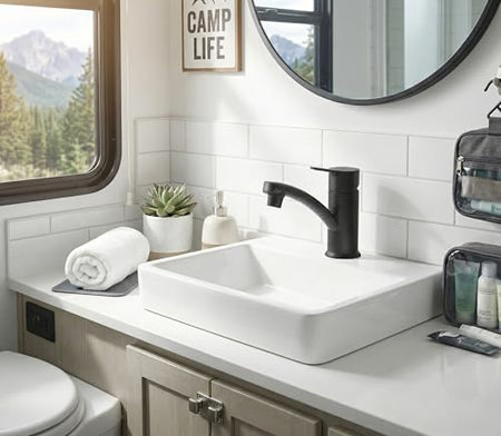 Dura Faucet Dura Faucet (DF-PL200M-MB) RV Streamline Single Lever Lavatory Faucet – Matte Black, 1-Hole - Outdoor Depot