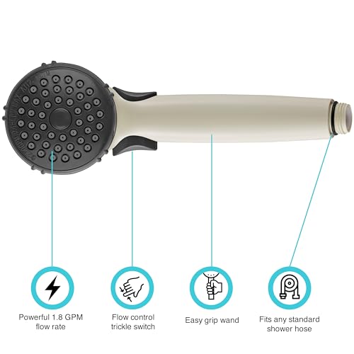 Dura Faucet Dura Faucet DF-SA400-BQ RV Hand Held Shower Wand, Water Saving Trickle Switch (Bisque Parchment) - Outdoor Depot