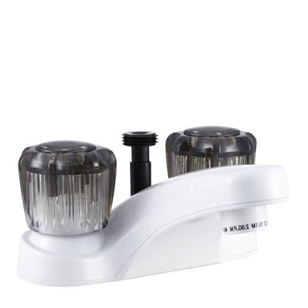 Dura Faucet Dura Faucet DF-PL720S-WT RV Bathroom Faucet with Smoked Acrylic Knobs and Shower Hose Diverter - Outdoor Depot