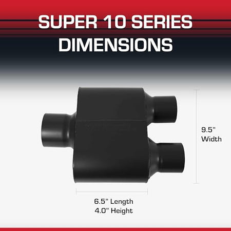 Flowmaster Flowmaster Super 10 Series Chambered Muffler – 3.00" Center In / 2.50" Dual Out – Race-Inspired - Outdoor Depot