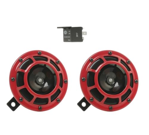 Hella Stark Sound – 109.23.37 – Red Set 12 V High/Low Frequency Hella Super Tone Horn Set B 133, 12 volt