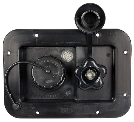 B&B Molders B&B Molders, 94223 City/Gravity Water Fill Dish with Plastic Check Valve – Black, Leak-Tested - Outdoor Depot