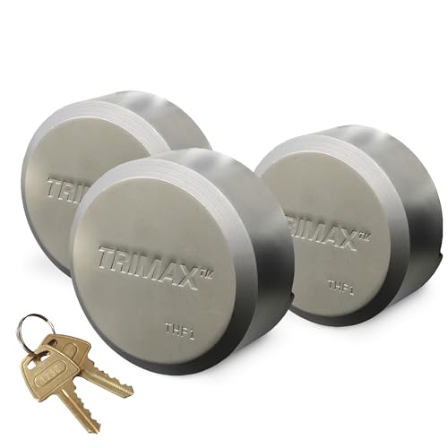TRIMAX THP3XL - Trailer Door Lock (3 Pack Keyed Alike) - Shackleless Puck Lock for Trailers, Universal Fit, Weather Resistant
