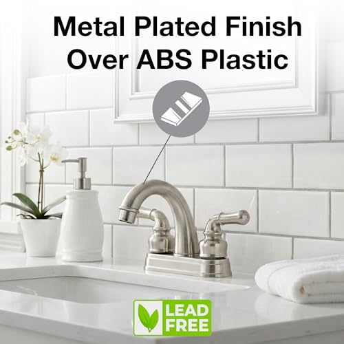 Dura Faucet Dura Faucet DF-PL620C-SN RV Bathroom Sink Faucet - Smooth Turning 2-Lever (Brushed Satin Nickel) - Outdoor Depot