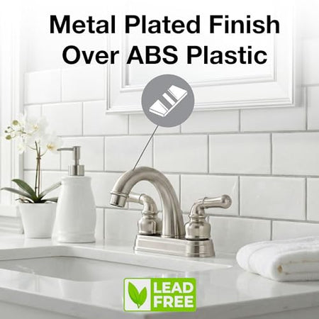 Dura Faucet Dura Faucet DF-PL620C-SN RV Bathroom Sink Faucet - Smooth Turning 2-Lever (Brushed Satin Nickel) - Outdoor Depot