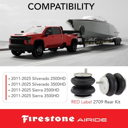 Airide Firestone Airide 2709 Red Label Rear Air Springs Kit fits 2011-2025 Silverado Sierra 2500HD 3500HD | - Outdoor Depot