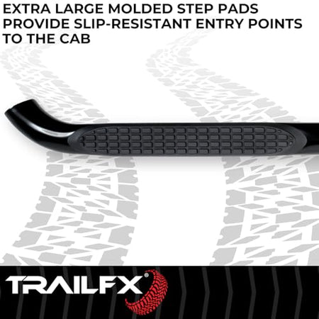 Trailfx TrailFX Nerf Bar Side Steps Fits Ram 1500 Crew Cab 2011-2018 Black Powder Coated 3-Inch Round Bent - Outdoor Depot