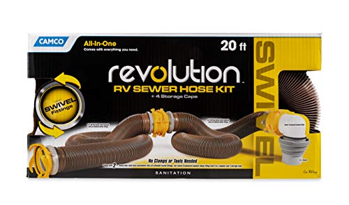Camco Camco 39625 Revolution 20' Sewer Hose Kit with 360 Degree Swivel Fittings and 4-in1 Elbow Adapter, - Outdoor Depot