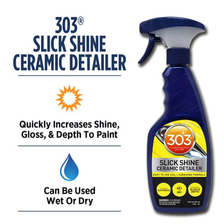 303 Products 303 Products (30265 Slick Shine Ceramic Detailer - SiO2 and Carnauba Infused Ceramic Coating - - Outdoor-Depot.us