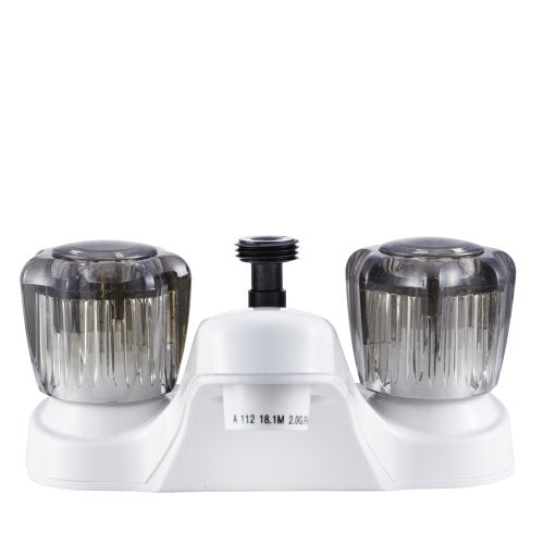 Dura Faucet Dura Faucet DF-PL720S-WT RV Bathroom Faucet with Smoked Acrylic Knobs and Shower Hose Diverter - Outdoor Depot