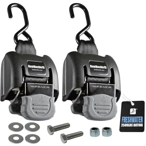 BoatBuckle G2 Retractable Transom Tie-Down (Black), 1 Pair , 2 x 43-Inch